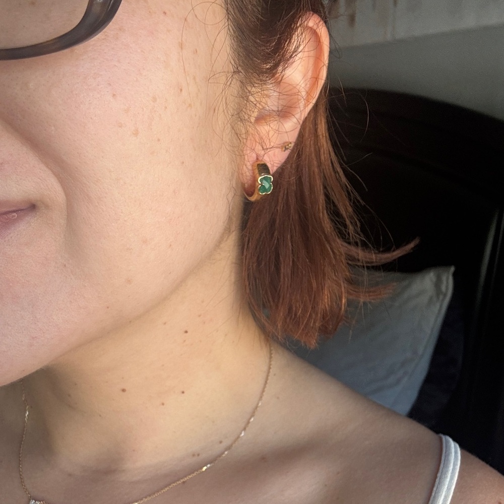 SMALL SILVER VERMEIL AND MALACHITE ICON COLOR EARRINGS